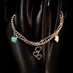 Gold Heart Charm Bracelet